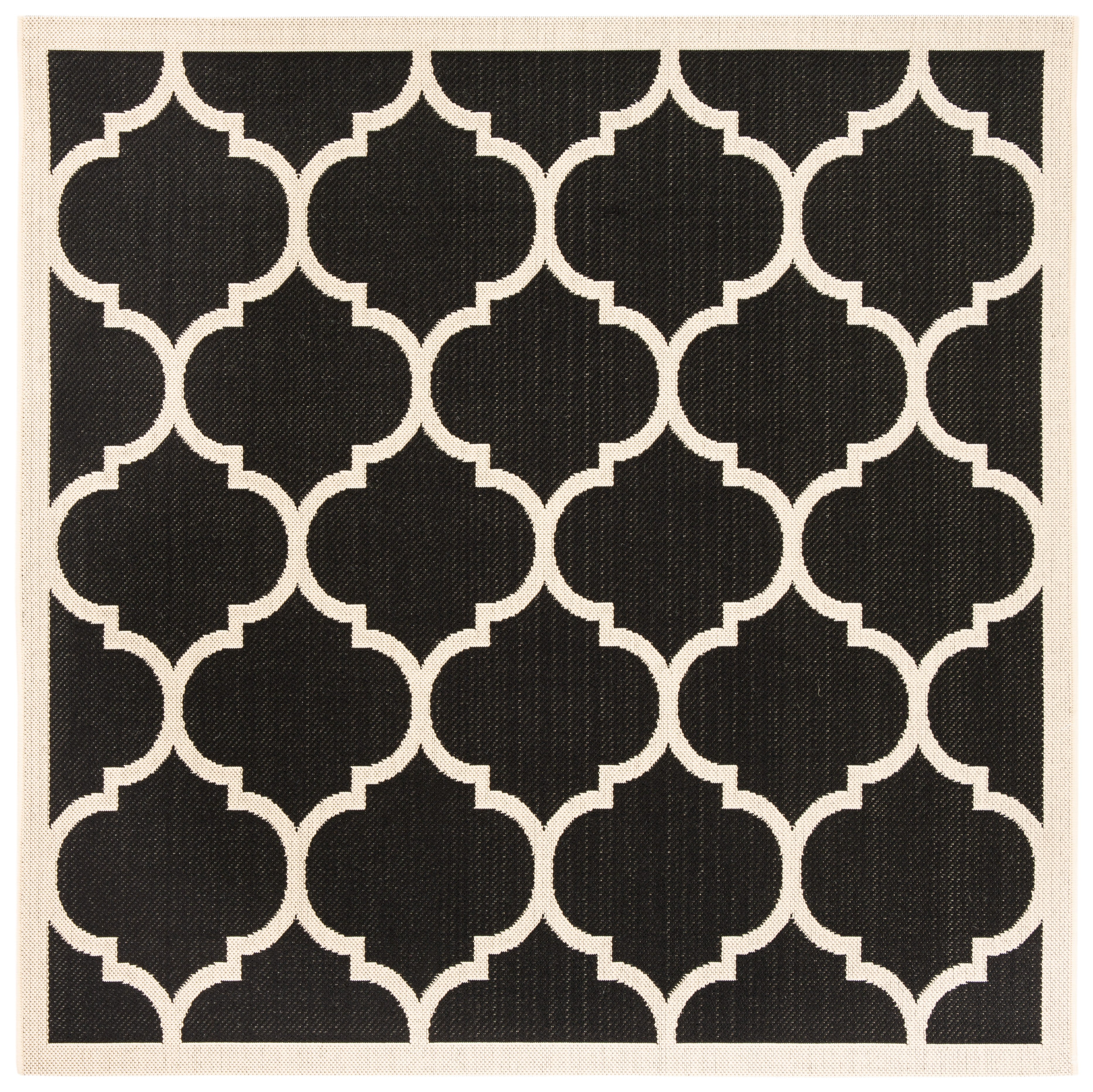 Safavieh Courtyard Alyssa Geometric Indoor/Outdoor Area Rug, Black/Beige, 4' x 4' Square