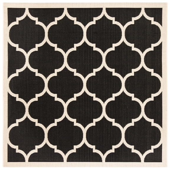 Safavieh Courtyard Alyssa Geometric Indoor/Outdoor Area Rug, Black/Beige, 4' x 4' Square