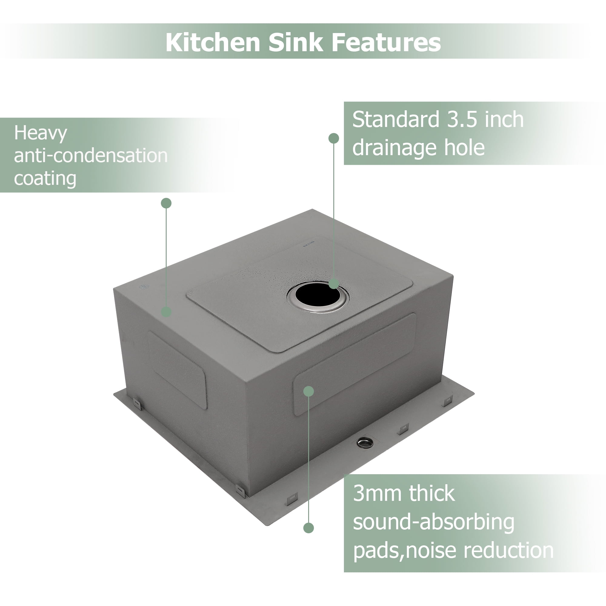 Kitchen Sink 25"x22"x12" Stainless Steel Laundry Utility Sink Drop In Topmount Deep Single Bowl Kitchen Sink Basin,Stainless Steel Kitchen Sink