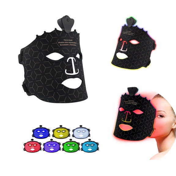 ULTREMA Red Light Therapy for Face, 7 Modes Led Face Mask Light Therapy with Remote, Portable Light Therapy Mask for Skin Care at Home, Travel (Black)