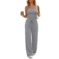 thumbnail image 4 of Women'S 2 Piece Lounge Set Spring Outfits - Camisole Top & Wide Leg Pants Dark Gray M, 4 of 8