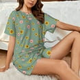 thumbnail image 4 of Fotbe Pig Face With Sunflower Print Pajama Set for Women 2 Piece Loungewear Short Sleeve Tops and Shorts Set Soft Sleepwear-Large, 4 of 7