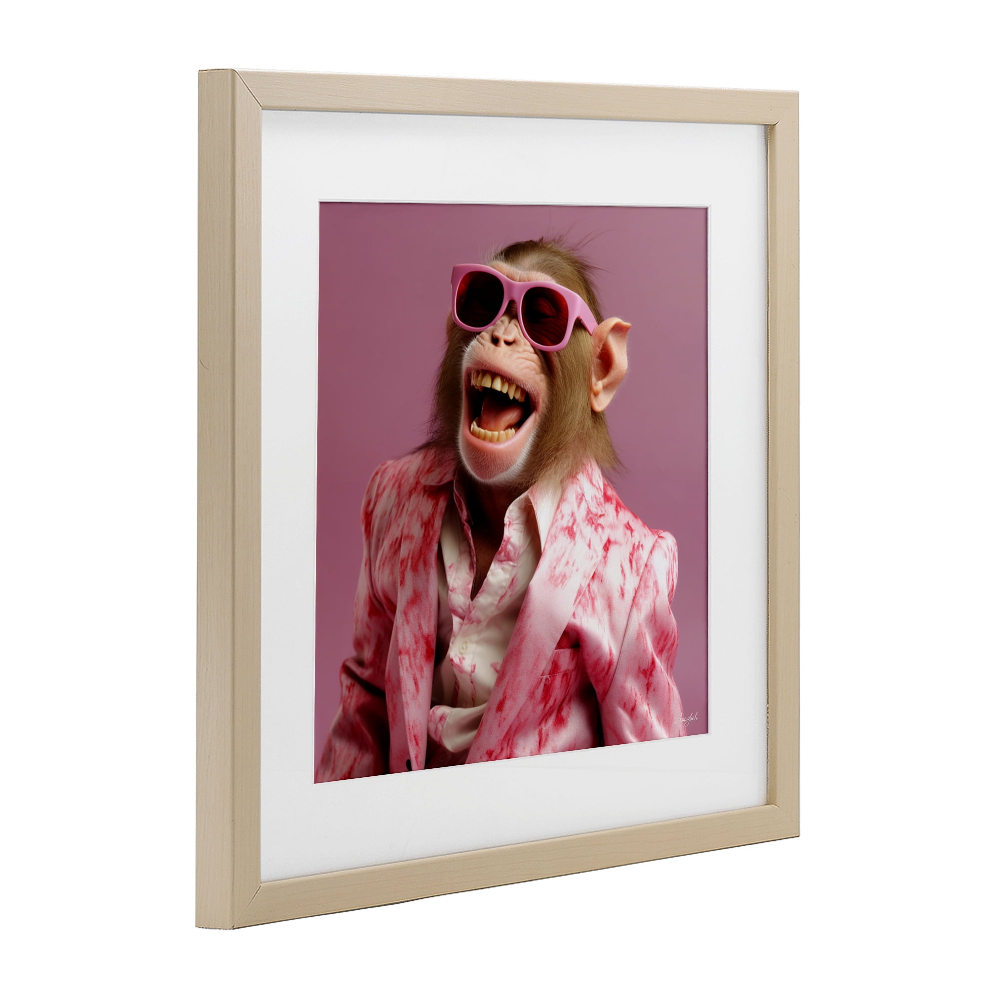 Stupell Industries Hipster Monkey in Suit Birch Framed Print Under Glass, design by Roozbeh
