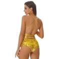 thumbnail image 5 of iiniim Womens Latin Dance Sparkly Sequins Leotard with Fringe Modern Jazz Dancewear Gold S, 5 of 7