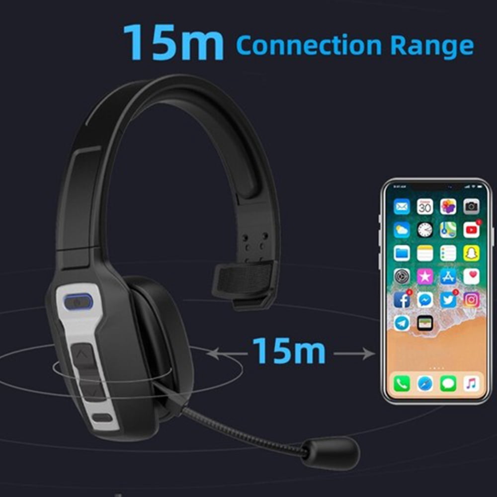 Trucker Wireless Headset Bluetooth 5.2 Earpiece Dual Mic Earbud Noise Cancelling