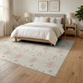 thumbnail image 3 of ODIKA Pink Round Coquette Seamless Boho Ribbon Stripe Scattered Motif for Queen Size Bedroom, Under Bed, Master Suite, Foldable Easy Care, 3 of 7
