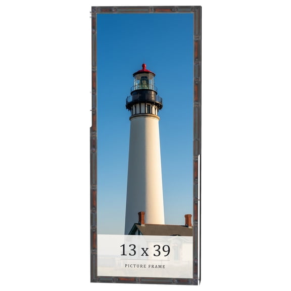 13x39 Frame Brown Bamboo with Dark Coffee/Walnut Finish | Solid Wood Picture Frame Width 0.75