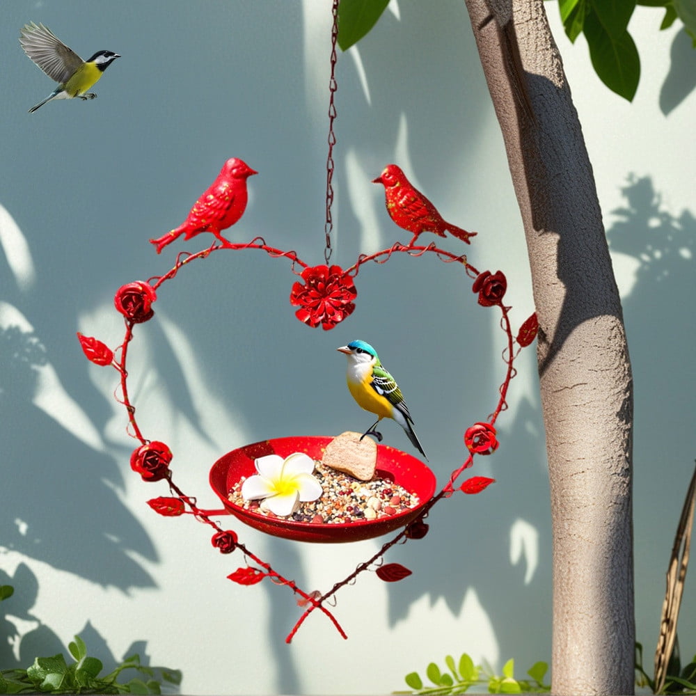 Stijggn Hummingbird Feeders for Outdoors Birdfeeder Hanging for Garden Yard Outside Hanging Bird Feeder Tray - Metal Mesh Platform Feeders Great for Attracting Wild Birds