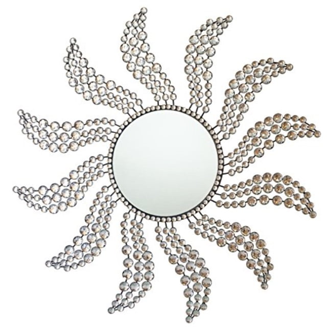 Fancy Wall Mirror Metal Crystals, Sunburst Decorative Wall Mirror
