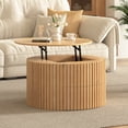 thumbnail image 3 of Harper & Bright Designs Round Lift Top Coffee Table with Storage Drawer, Small Fluted End Table with Hidden Storage for Living Room, Light Brown, 3 of 12