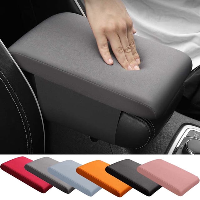 Meitianfacai Housse d'Accoudoir de Voiture, Coussin Intérieur en Cuir Microfibre, Housse Rembourrée d'Accoudoir de Voiture, Coussin Central de Console Auto, Housses de Coudières Imperméables, Accessoire Intérieur de Voiture, Noir