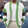 thumbnail image 2 of ohmzyzo Men's Loose Fit Knit Cardigans Casual Open Front Sweaters Daily Long Sleeve Knitting Coats Stylish Colorblocked Outerwear Green XL, 2 of 9