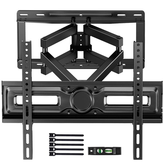 MountFTV Full Motion Swivel TV Wall Mount Bracket for 26-70 inch Flat Curved TVs, Hold up to 99 lbs,Max 400x400mm, Fits 12″/16″ Wood Studs with Articulating Dual Arms