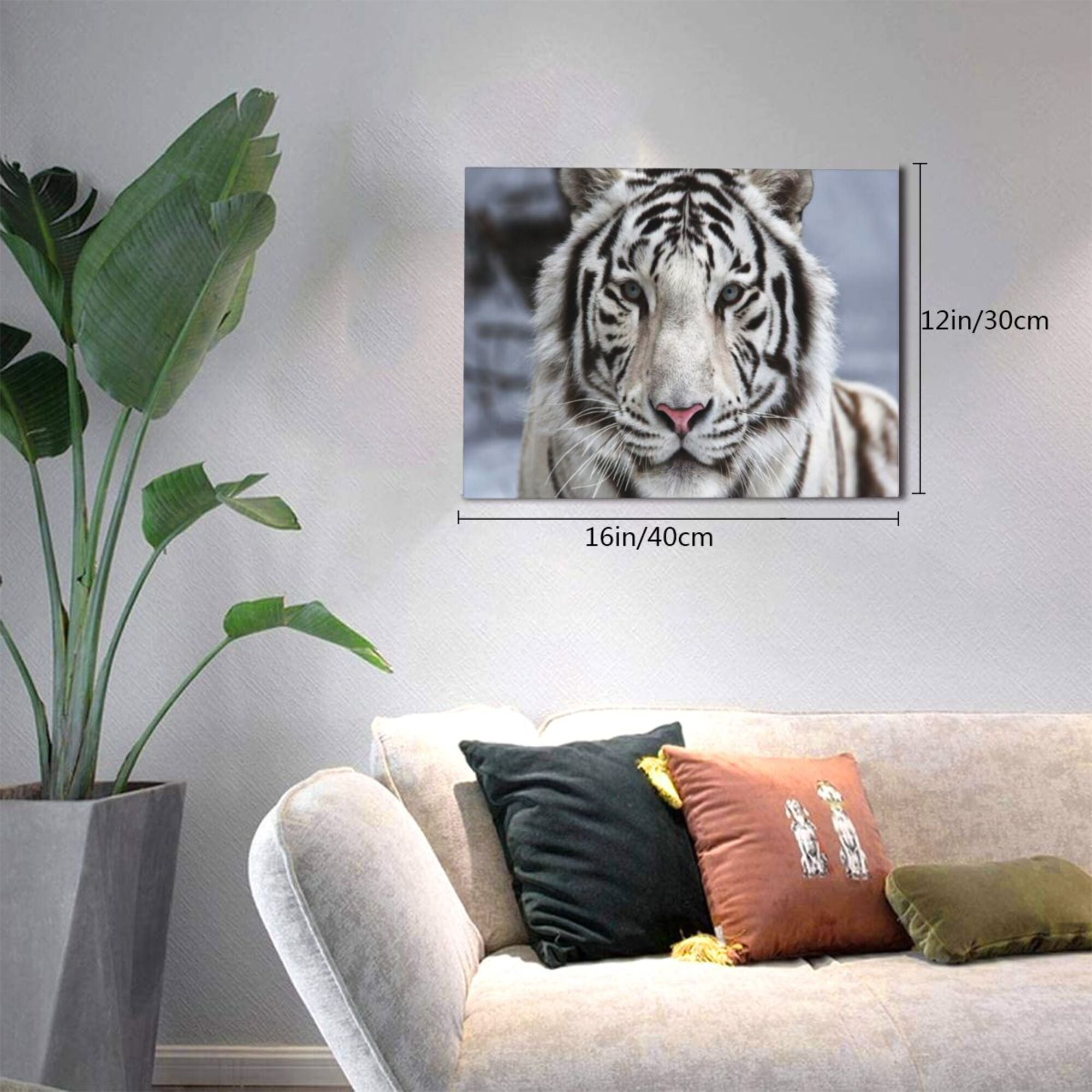 Decor Painting Artwork Bathroom Bedroom Tiger White Modern Framed Decorations Bathroom Room For 12x16in Decor Living Wall Canvas