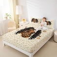 thumbnail image 3 of Castle Fairy Cute Black Girl King Sheets 4pcs,Vintage Leopard Pattern Bedding,Beige Brown,1 Fitted Sheet, 1 Flat Sheet and 2 Pillowcases, 3 of 6