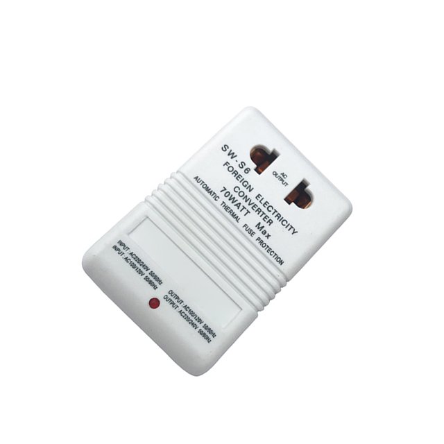 Injueey Home Office Hotel Convertidor de voltaje portátil Camping Viajar Electricidad 110V a 220V Adaptador Regulador de fuente de alimentación Adaptadores de corriente Blanco S6 70W
