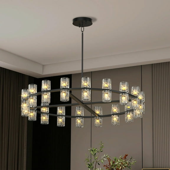 GVN Pendant Light Fixture, Chandeliers, 36" Luxury Chandeliers, Crystal Decorative Lights for Home Decor (Bulbs Included)