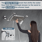 Bright Showers Dual Shower Head Combo, Handheld Showerhead Rainfall Shower Set with 60 inch Long Stainless Steel Shower Hose, Brushed Nickel