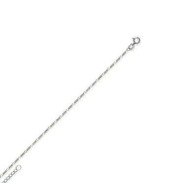 14K White Gold Figaro Chain Anklet Adjustable 9" to 10" length