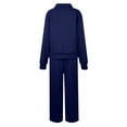 thumbnail image 3 of Womens Two Piece Lounge Sets Mock Turtleneck Tops Wide Leg Drawstring Pants Sweatsuit with Pockets Navy S, 3 of 4