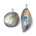 thumbnail image 2 of 20pc Natural Labradorite Pendants with Platinum Tone Brass Findings Nuggets 20~45x13~35x5~10mm Hole: 3.5x4.5mm, 2 of 2