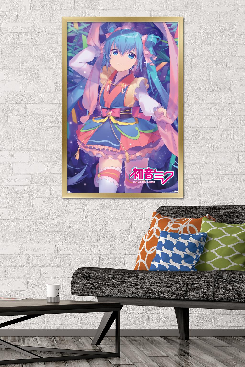 Hatsune Miku - Ribbons Wall Poster, 22.375" x 34" Framed