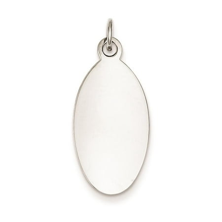 925 Silver Engravable Oval Disc Charm Pendant 26mmx12mm