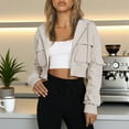 thumbnail image 2 of WMTBSRSW Women's Cropped Bomber Jackets Lightweight Zip Up Stand Collar Coat Long Sleeve Short Jacket with Flap Pockets Solid Casual Jackets with Hood Khaki, 2 of 6