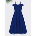 thumbnail image 4 of DPOIS Kids Girls Prom Dress Cold Shoulder Spaghetti Strap Evening Party Ball Gown Royal Blue 10, 4 of 6