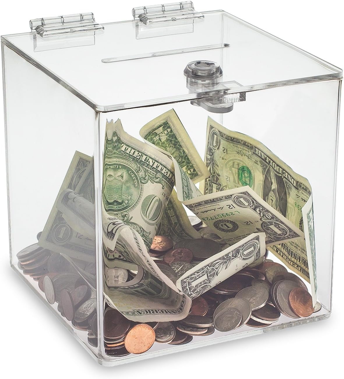 Source One Clear Cube Donation Box With Cam Lock Suggestion