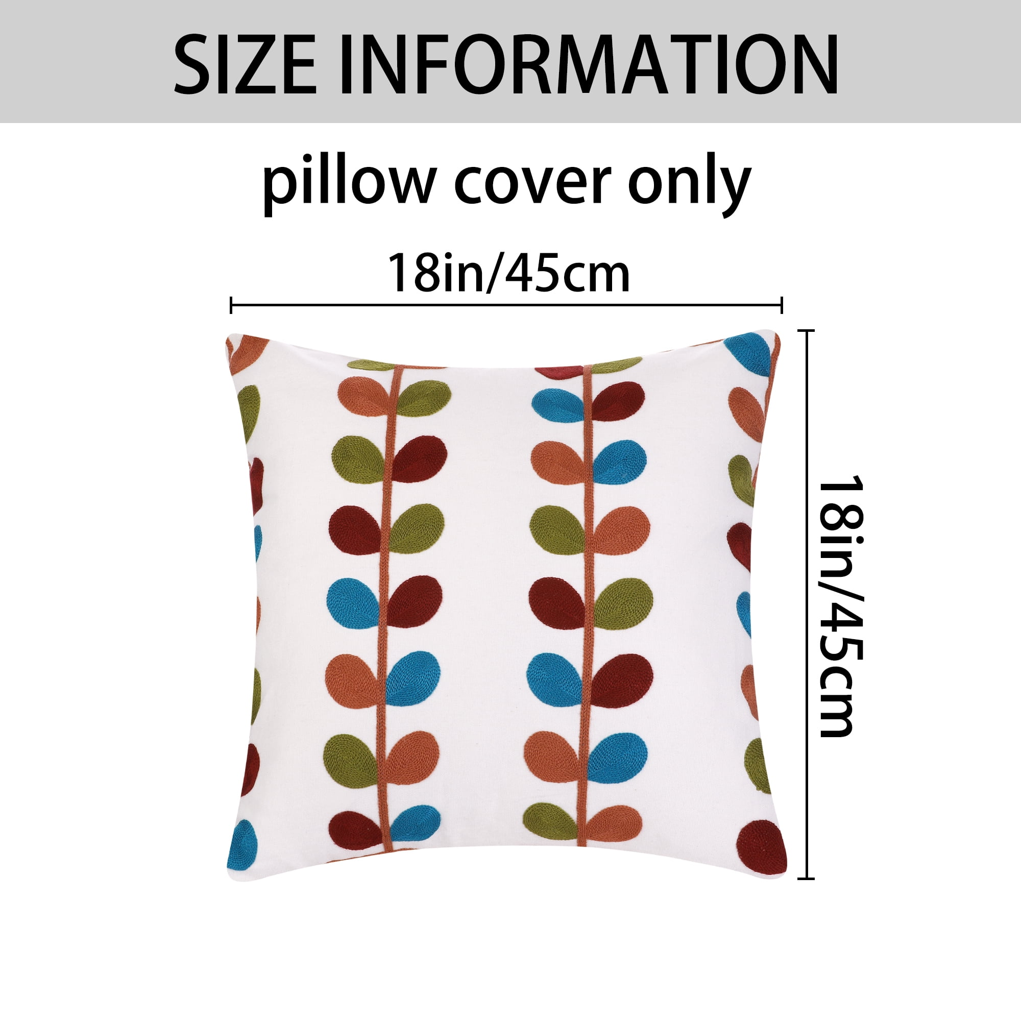 Unique Bargains Embroidered Square Couch Cushion Decorative Throw Pillow Covers (2 Count) Leaf 18" x 18"