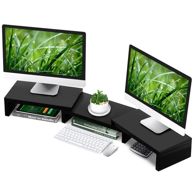 Soporte para doble monitor TAVR ajustable de 33 a 48,2 pulgadas, negro