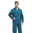 thumbnail image 2 of GLOBAL Mens Yarn Pajama Set 100% Cotton, Long Sleeve Button Down PJ Set for Men Plaid Men's Sleepwear, Sizes S-3XL, 2 of 5