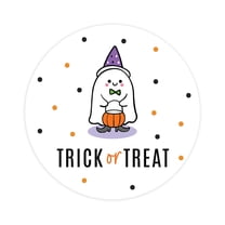 Koyal Wholesale Happy Halloween Stickers 2 inch Round Cute Ghost with Hat, 120 Pack