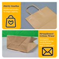 thumbnail image 3 of FACEBAG 50-Pack Brown Paper JKF25 Bags with Handles Bulk, 8x4.25x10.5 Inches,Medium-sized Gift Bags with Handles for Party Favors，Take-Out，Grocery Shopping & Retail，Reusable & Durable, 3 of 3