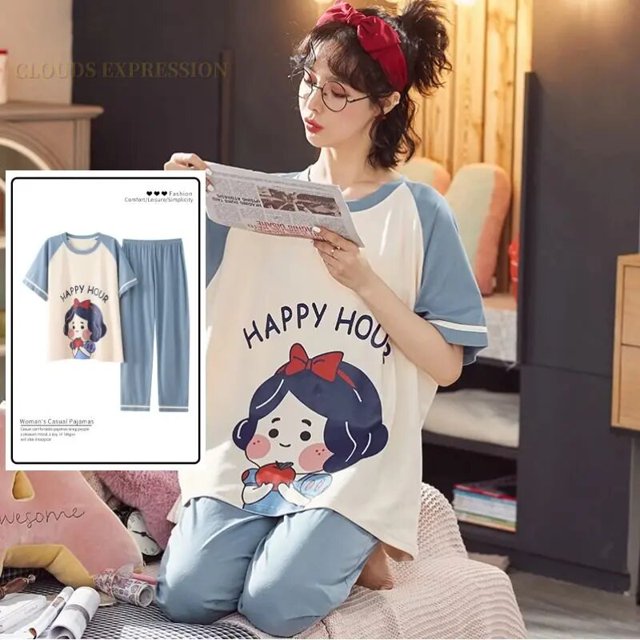 Conjunto de Pijama grande de manga corta para Mujer, ropa de dormir de punto de algodón con lunares, Pijama elegante para el hogar, 5XL, Verano