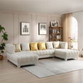 thumbnail image 3 of Marigold Cream Velvet U-Shaped Double Chaise Sectional Sofa Gold or Silver Legs, 3 of 9