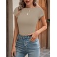 thumbnail image 4 of Crop Workout Tops for Women Pack Summer Short Sleeve Gym Athletic Compression Shirts Cute Tight Basic Tops Tee, 4 of 6