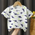thumbnail image 2 of XUELUO Toddler Boys Shirts & Tops Summer Dinosaur Print Round Neck Short Sleeve Casual Tshirts Streetwear,White,3-4 Years, 2 of 3