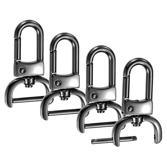Uxcell Swivel Clasp Hooks [4pcs] - Key Chain Clip Hooks Use for Keychain Making - [Black - 1.89 IN] Zinc Alloy D Ring Clip Lanyard Hardware