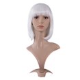 thumbnail image 1 of MapofBeauty Peluca Bob con flequillo plano, corto, recto, a la moda, para mujer, 12 pulgadas/30cm (blanco), 1 of 5