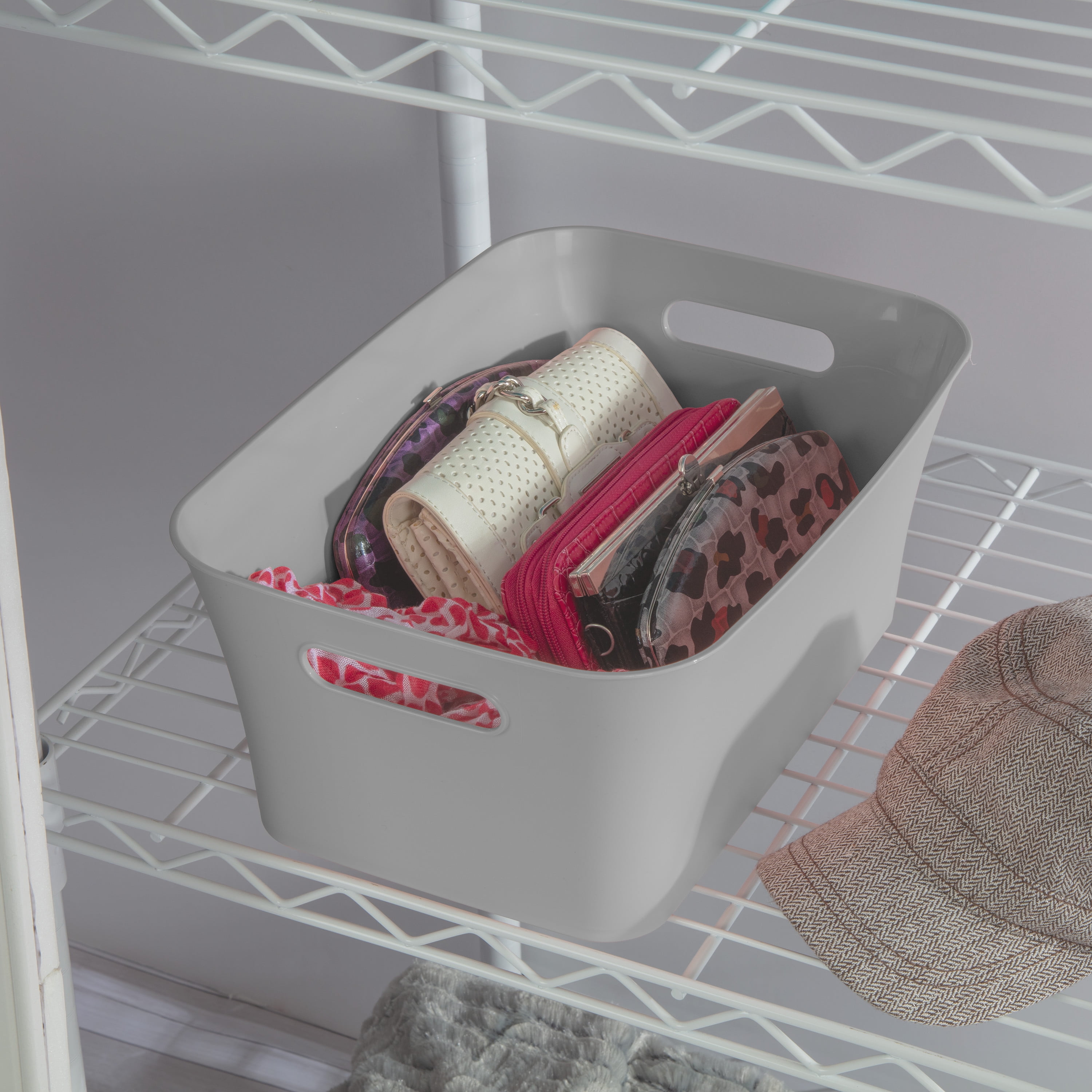 Mainstays Medium Bin Plastic, Brushed Silver