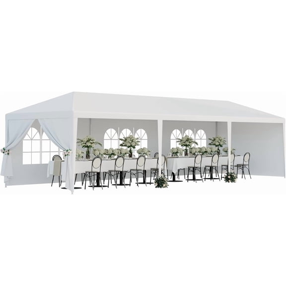10'x30' Outdoor Party Wedding Tent Canopy Waterproof Camping Gazebo BBQ Shelter Pavilion Heavy Duty, 8 Removable Sidewalls (10x30)