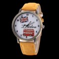 thumbnail image 2 of Reloj de pulsera de cuarzo con correa de mezclilla para mujer con patrón de coche vintage de moda (amarillo), 2 of 5