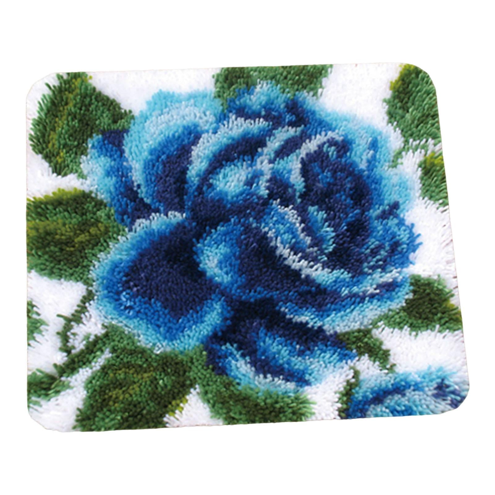 1 Set Latch Hook Rug Kits Handmade Square Carpet Mat Flower Pattern  18x18Inches