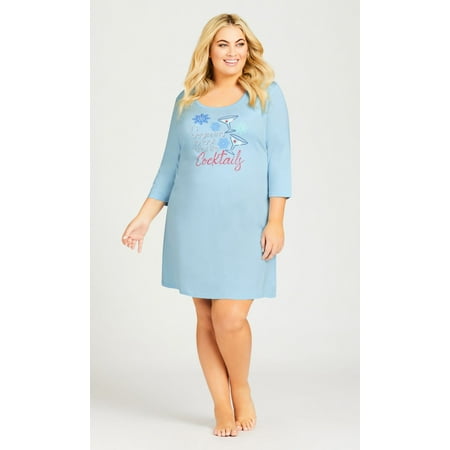

Avenue Women s Plus Size Cocktails 3/4 Sleeves Relaxed Sleep Shirt