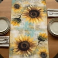 thumbnail image 5 of Sunflower 48 Inch Table Runner, Farmhouse Vintage Summer Botanical Pastoral Farmhouse Dresser Scarf Cotton & Linen Tablerunner for Dining/Kitchen Island/Holiday Party Décor 13" x 48", 5 of 9