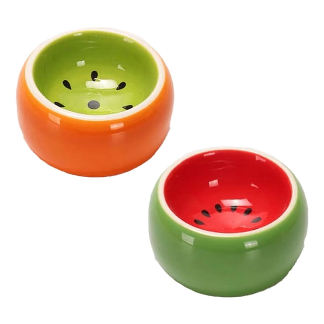 Cuenco de comida para hámster, plato de comida de cerámica y cuenco de agua para conejito, conejillo de indias, hámster, 2 uds.