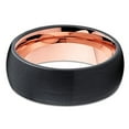 thumbnail image 2 of Silly Kings Jewelry 8mm Black Brushed Tungsten Carbide Ring Classic Dome Rose Gold Inlay Unisex Band 10 (10), 2 of 3