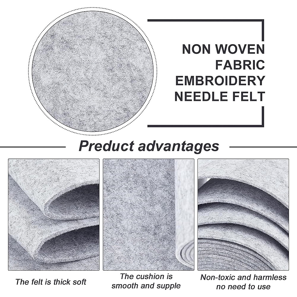 19.7ftx5.5" Felt Fabric Craft Silver Nonwoven Felt Roll Padding Felt Fabric for Cushion DIY Craft Patchwork Sewing 3mm Thick